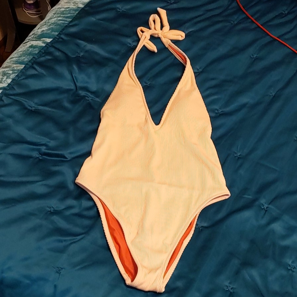 Aerie deep plunge ribbed one piece swimsuits